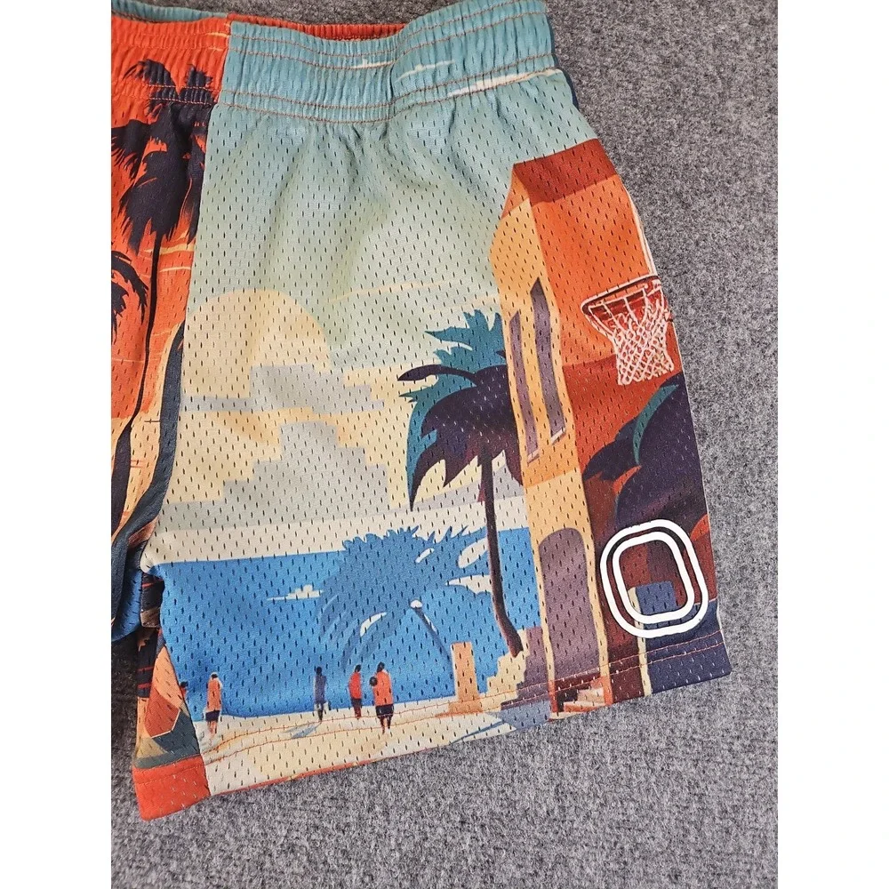 Overtime Palm Paradise Basketball Short Mens Small Mesh Athletic Streetwear 1705